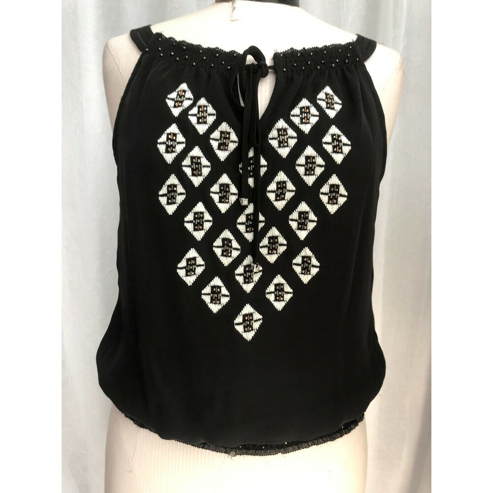 White House Black Market Women's Top Sleeveless Black w/ Beads Size S NWT